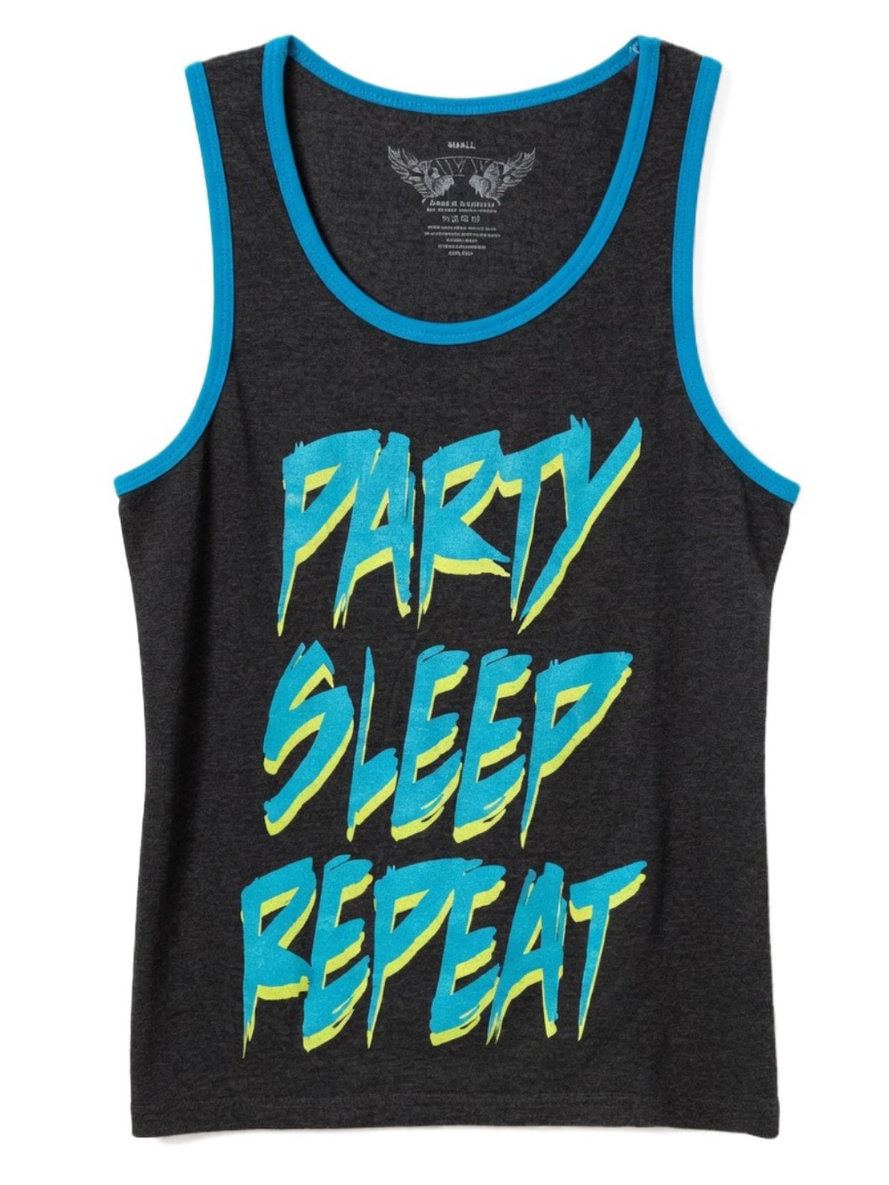 Savvy Sleeveless Party Sleep Repeat Graphic Tank Scoop Neck Contrasting Trim